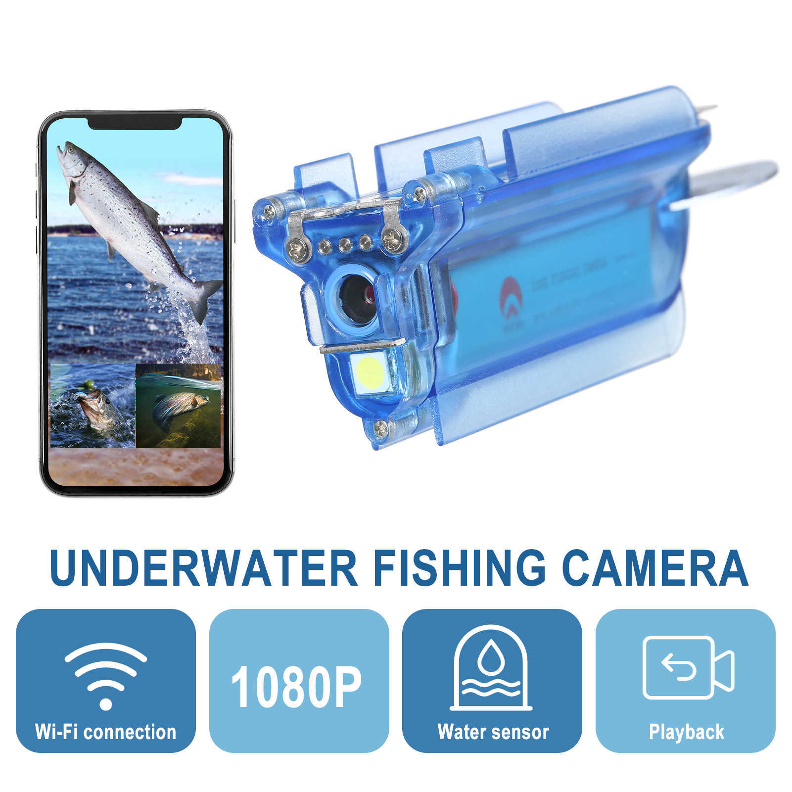 Fish Finder 1080P Wireless Videocamera la pesca subacquea Wi-Fi Fish Finder Videocamera con registrazione in loop APP Telecomando pesca sul ghiaccio HKD230703