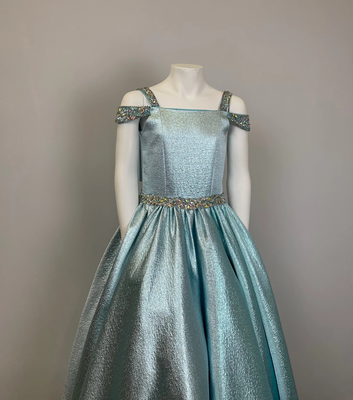 Robe de reconstitution historique à paillettes pour adolescents tout-petit jeune minuscule Miss 2024 cristaux longue petite fille robe de bal sangle formelle cocktail fête d'anniversaire porter métallisé bleu royal paillettes