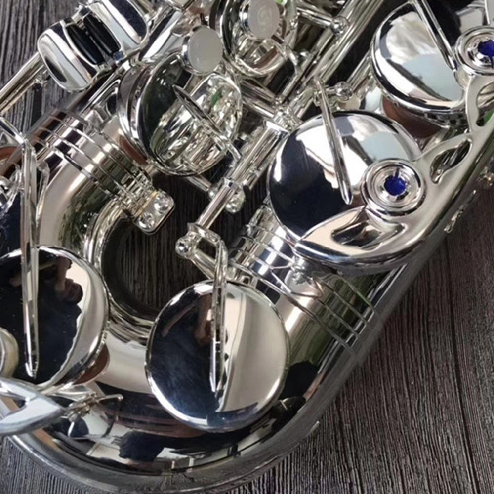 High-end Eb-stämt JAS 700Q altsaxofon mässing förnicklat silver jazzmusikinstrument med fodral