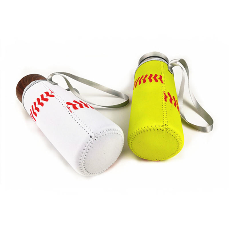 DHLAutres Verres Blanc Jaune Baseball Impression Néoprène Étanche Portable Thermos Tasse Bouteille Couverture