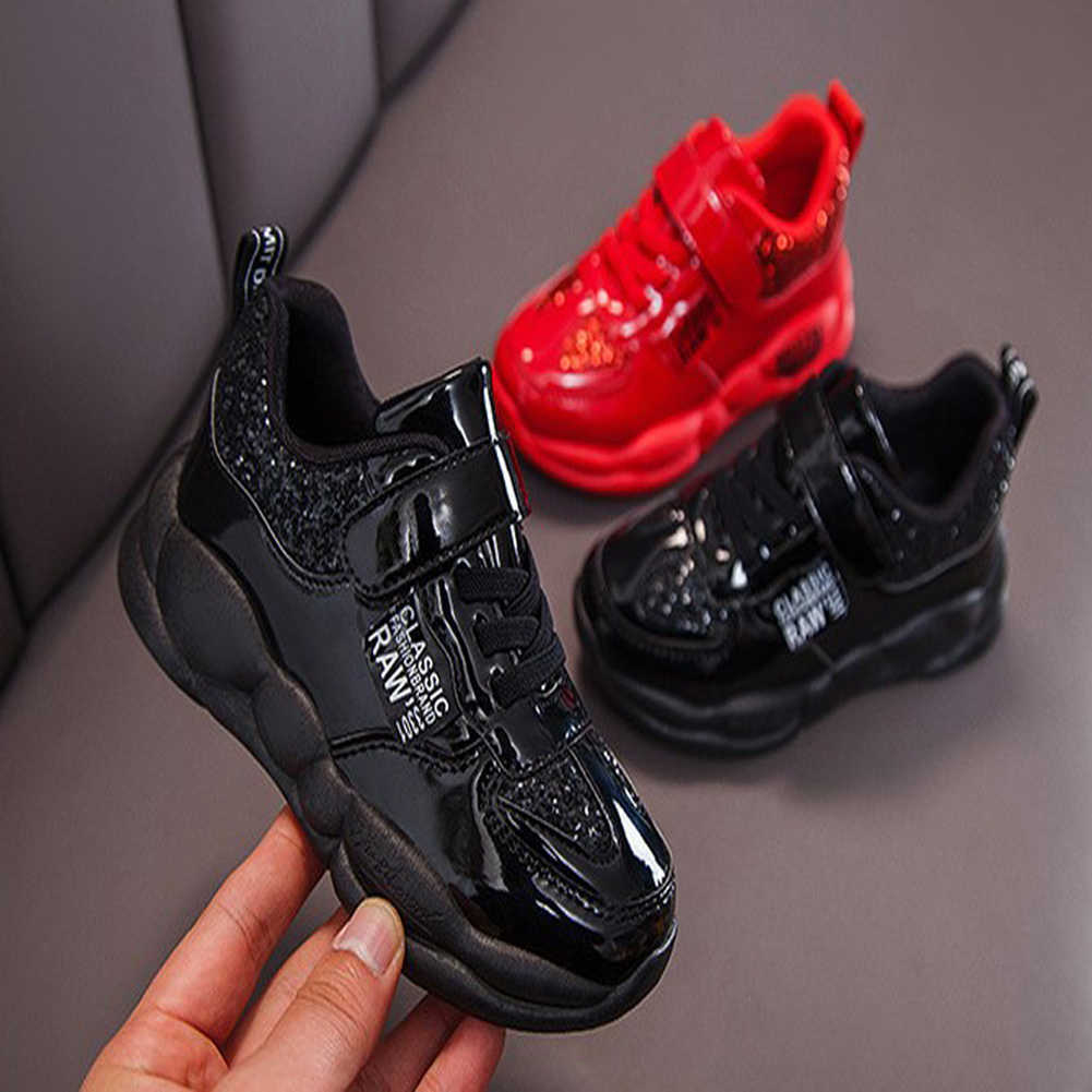 Sneakers SandQ Children Sneakers Girls Red Tennis Shoes Boys Black Sport Footwear Glitter Kids Chaussure Zapatos Bebe Casual Paillet NewHKD230701