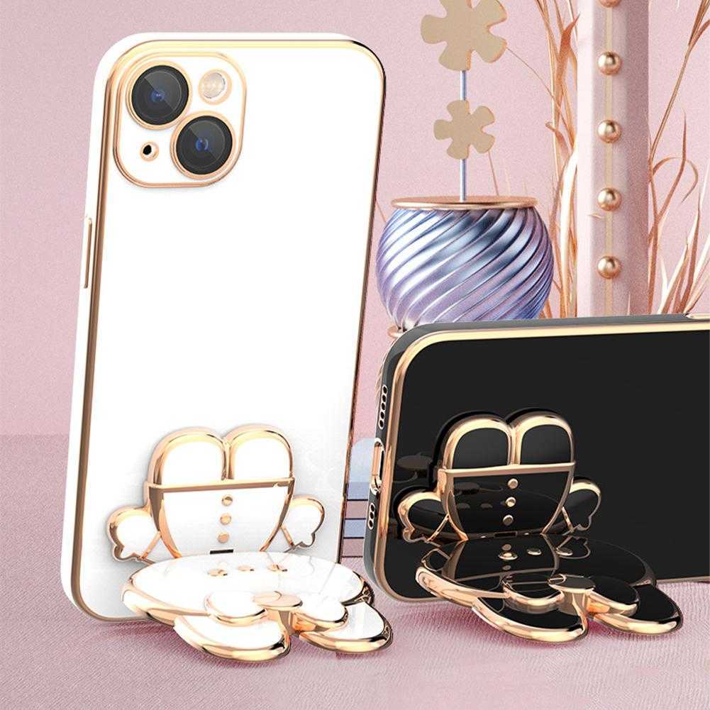 3D Cute Bunny Phone Stand Hidden Foldble Creative Finger Holder 3D Mirror Phone Holder Stand för mobiltelefontillbehör L230619