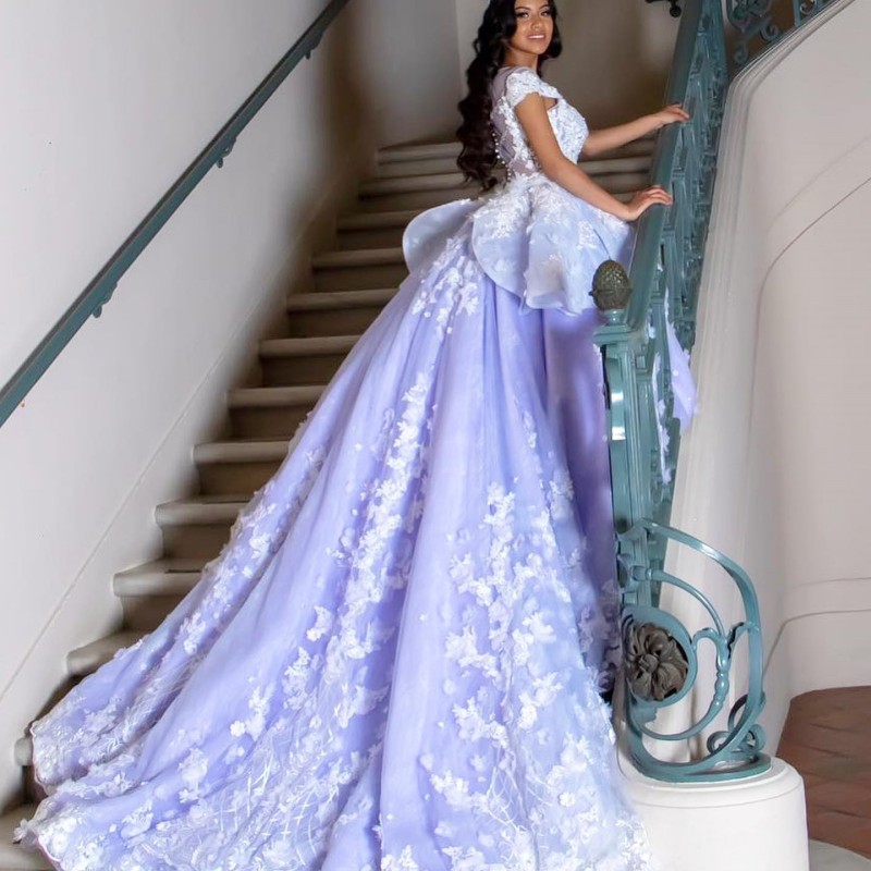 Meeresblaue Applikationen mit Perlen verziert, 3D-Blumen-Quinceanera-Kleider, süße, ärmellose Ballkleid-Kleider, elegant mit Schleppe, Plus-Size-Vestidos