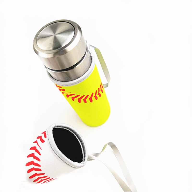 DHLAutres Verres Blanc Jaune Baseball Impression Néoprène Étanche Portable Thermos Tasse Bouteille Couverture