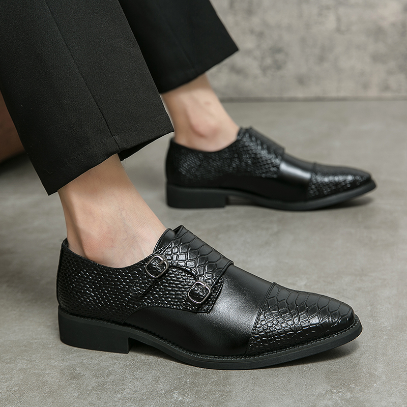 Классическое деловое платье Monk Men's Leather Shoes Crocodile заостренные пальцы на нога