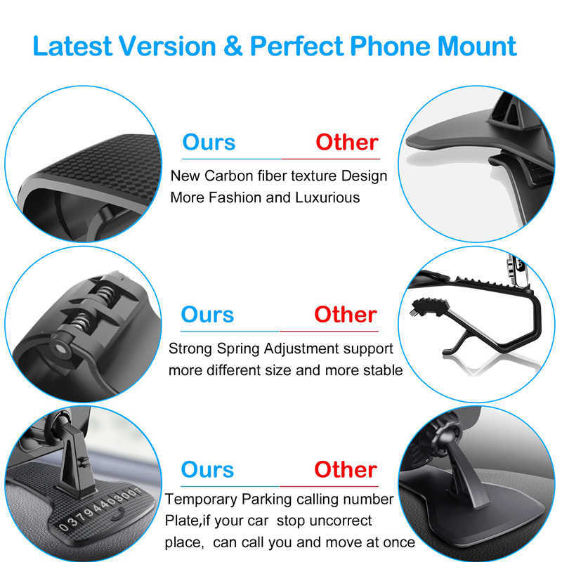 XMXCZKJ Universelles Handy-Zubehör, Auto-Clip, Handy-Halterung, drehbar, GPS-Armaturenbrett, Handy-Halterung, Ständer für Xiaomi L230619