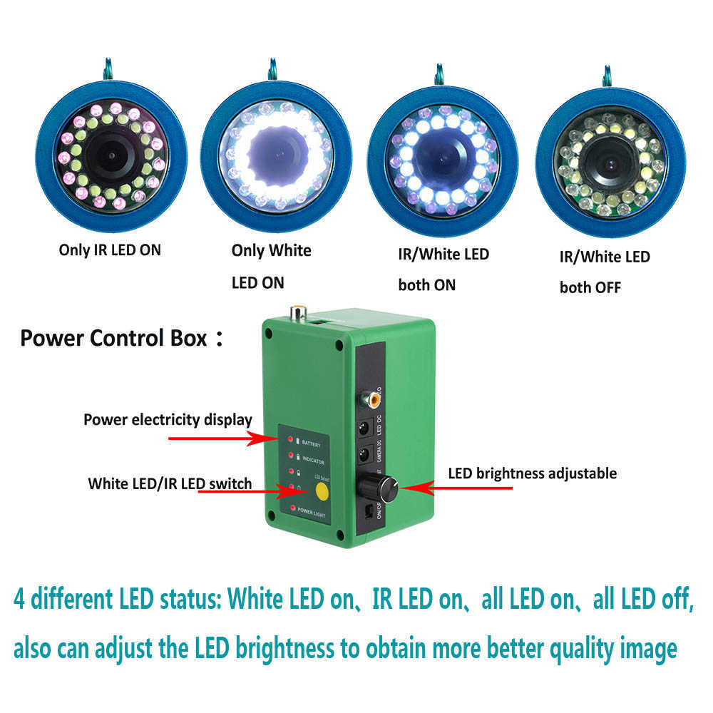 Détecteur de poisson GAMWATER 9 pouces DVR caméra de pêche d'hiver sous-marine détecteur de poisson vidéo IP68 étanche 30 pièces lumière LED pour la pêche sur glace/mer/rivière HKD230703