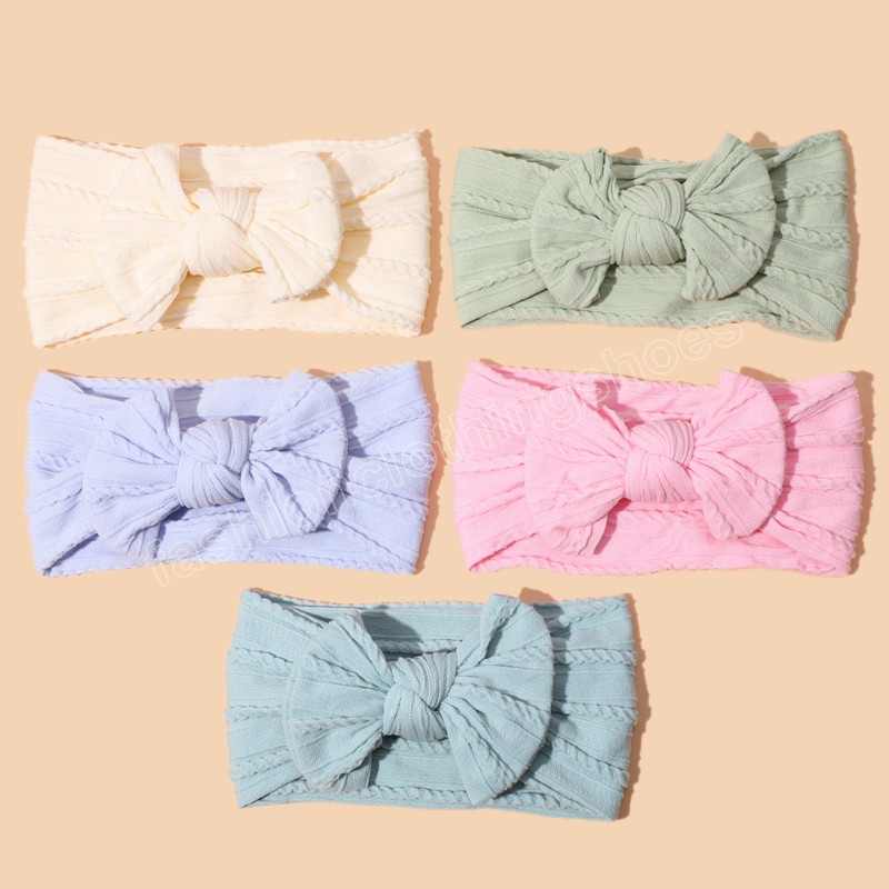 Newborn Nylon Baby Headband for Girl Boys Cable Knit Hair Band Children Headbands Toddler Head Wrap Bow Kid Hair Accessories