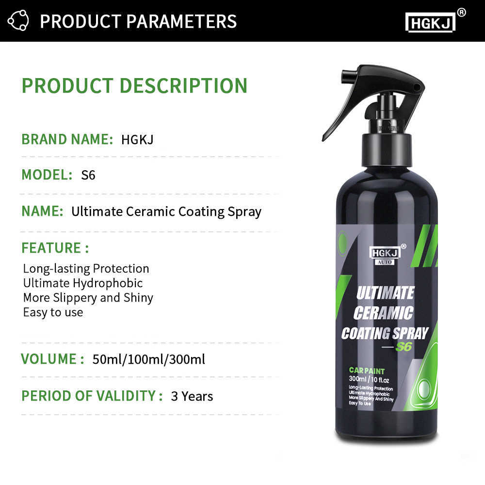 Ny 9H keramisk bilbeläggning Hydrochromo Paint Care Nano Top Quick Coat Polymer Detaljskydd Flytande vax Bilvård HGKJ S6