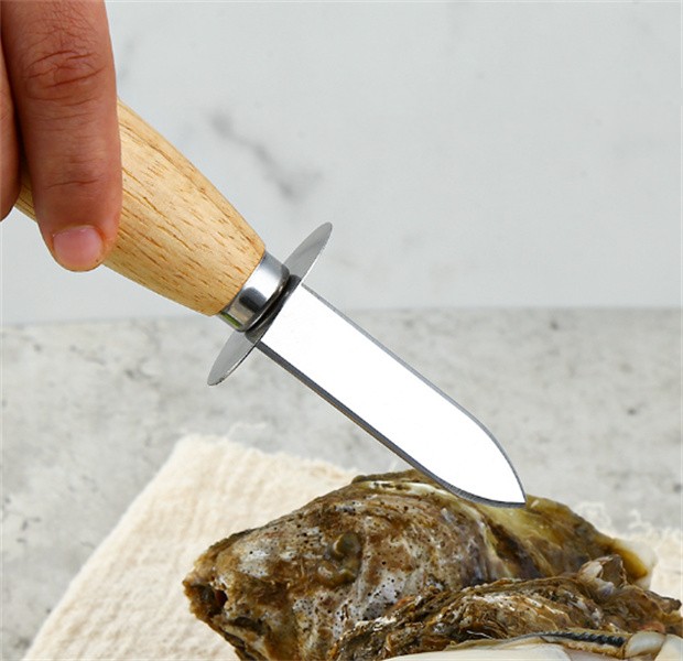 Stainless Steel Oyster Knife Wood Handle Oysters Shucking Knives Kitchen Seafood Sharp-edged Shell Opener Scallops Shells Openers JL1426