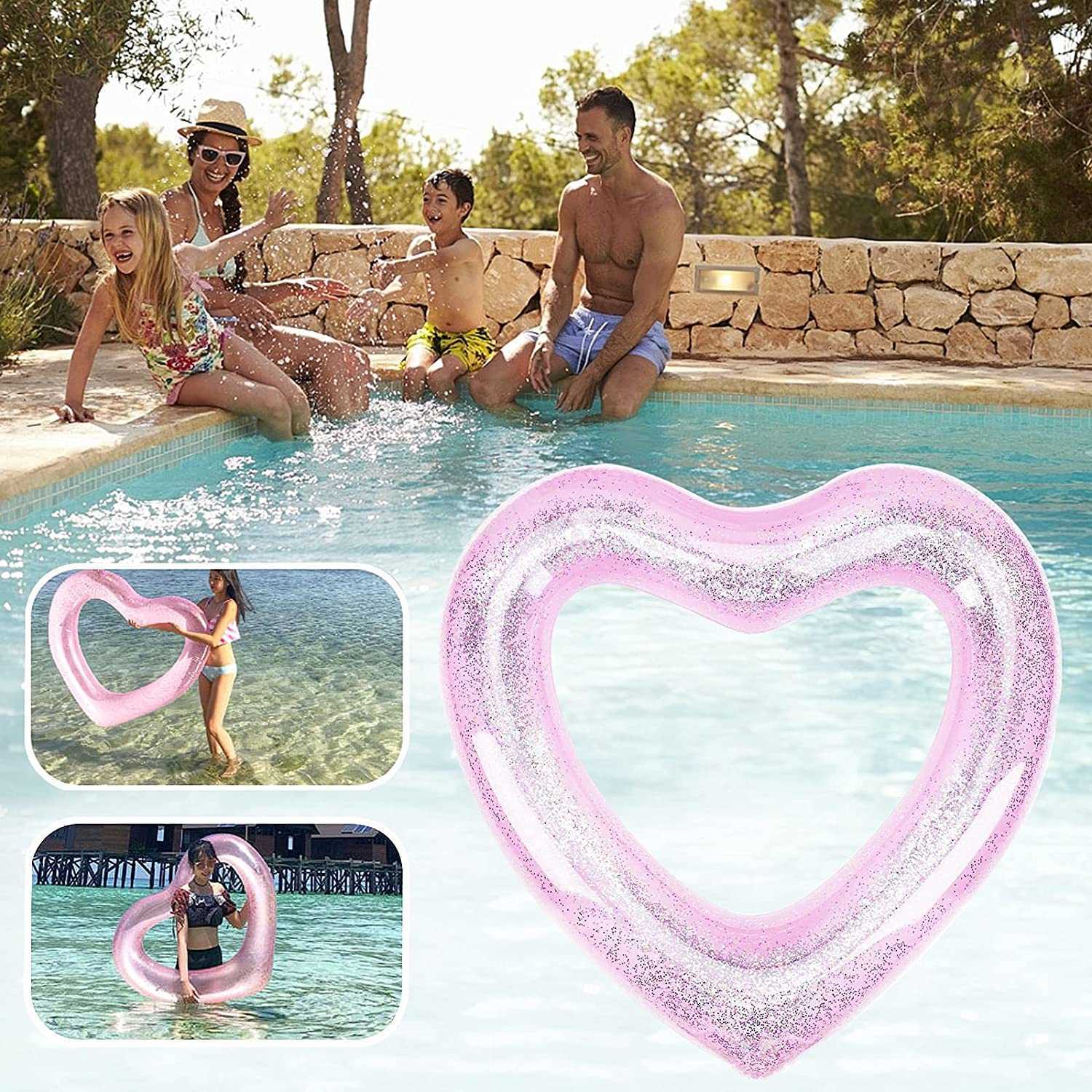 Life Vest Buoy table Swim Rings Heart Shaped Swimming Pool Float Loungers Tube Ring Floatie Water Fun Beach Party Toys for Kids Adults HKD230703