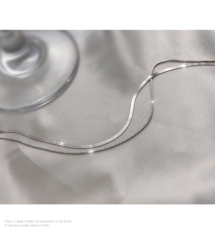 Silver-plated double layer necklace ins cold wind necklace simple versatile necklace new women's collarbone chain 108