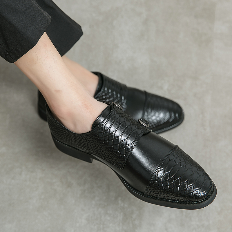 Классическое деловое платье Monk Men's Leather Shoes Crocodile заостренные пальцы на нога