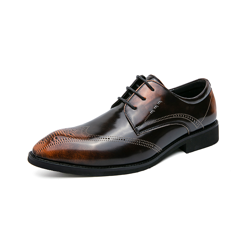 ¡Novedad de 2023! Zapatos Derby de cuero para hombre, cómodos zapatos Brogue con cordones y punta en pico, traje de alta calidad, informal de negocios clásico