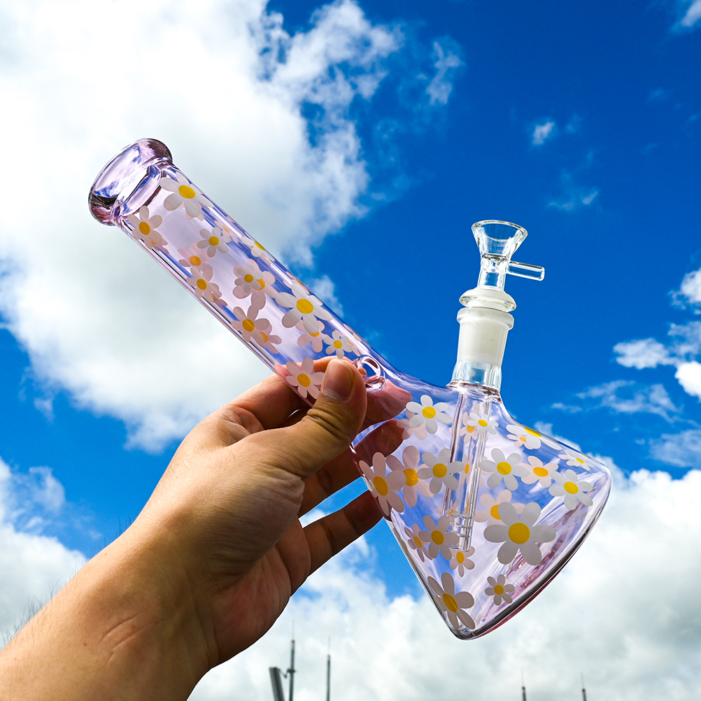 10 pouces bécher en verre rose bong narguilé tuyau d'eau en verre épais unique mignon grand verre dab rig