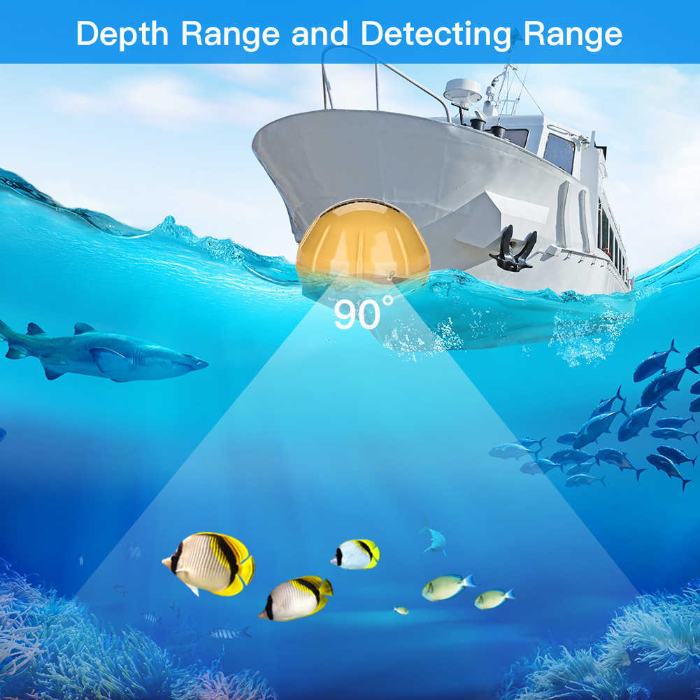 Fish Finder Eyoyo Portable 2.4" Wireless Fish Finder Sunlight Readable Fishfinder Color TFT 147ft/45m Depth Sonar Detector for Fishing HKD230703