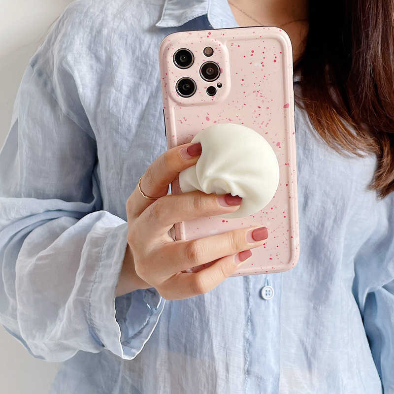 Cartoon Cute Steamed Bun Elastic Pinch Holder Korea Grip Tok Support For IPhone Xiaomi Universal GripTok Cell Phone Accessories L230619