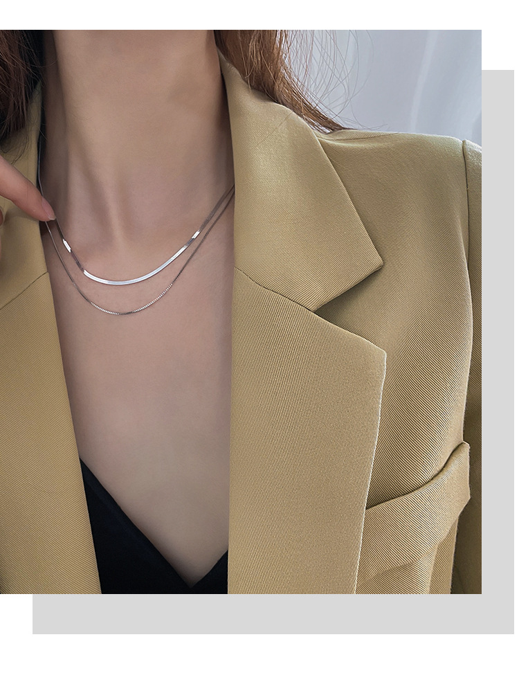 Silver-plated double layer necklace ins cold wind necklace simple versatile necklace new women's collarbone chain 108