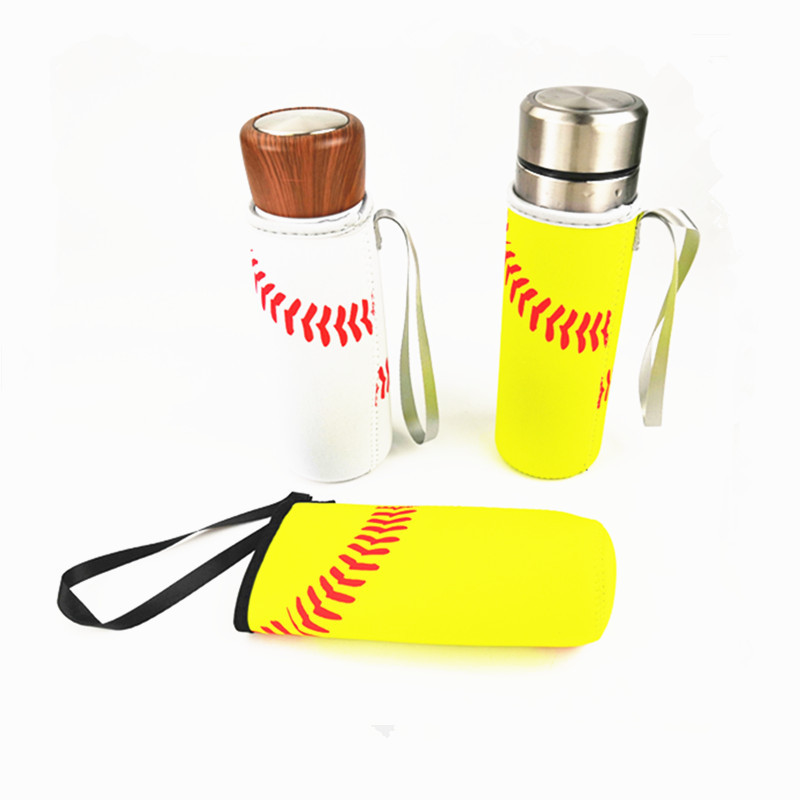 DHLAutres Verres Blanc Jaune Baseball Impression Néoprène Étanche Portable Thermos Tasse Bouteille Couverture