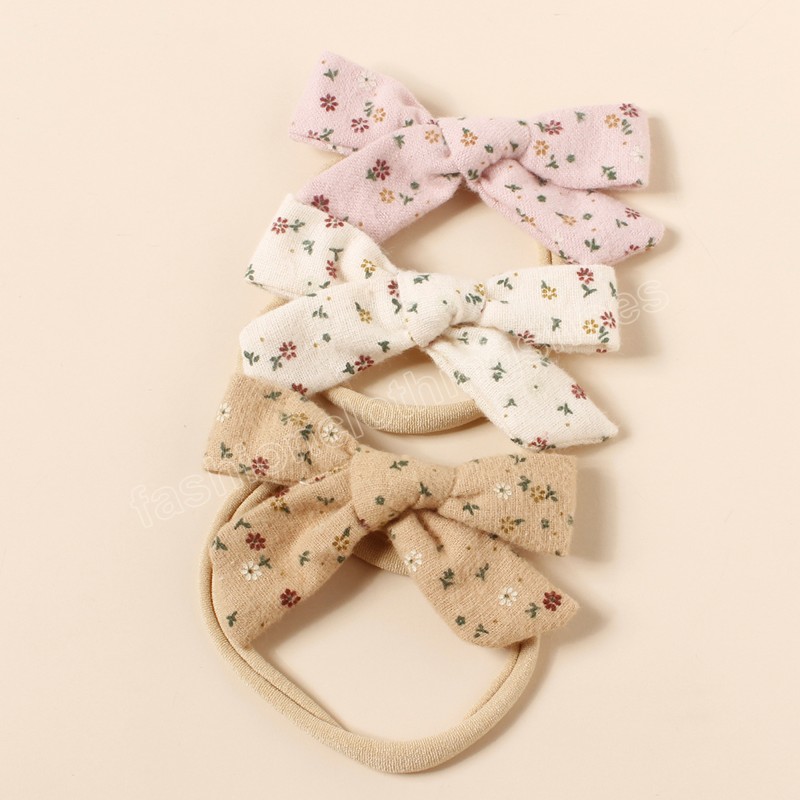 Pasgeboren Bows Baby Hoofdband voor Meisje Katoen Strik Haaraccessoires Nylon Band Dunne Elastische Haarband Kids Fotografie Hoofddeksels