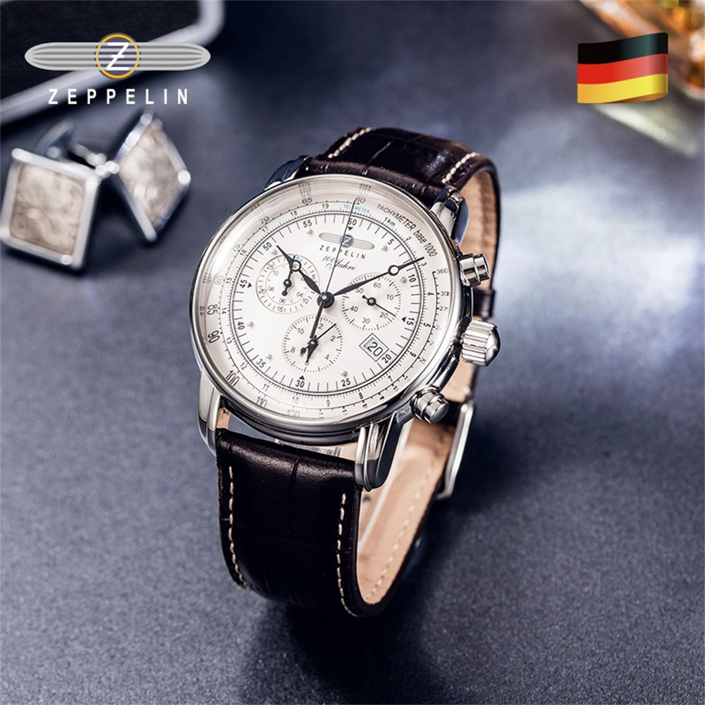New Zeppelin Mens Watch Top Band Business Casual Waterproof Business Waterproof Chronograph Date Automatic Designer Movement Quartz Watches High Quality Montre