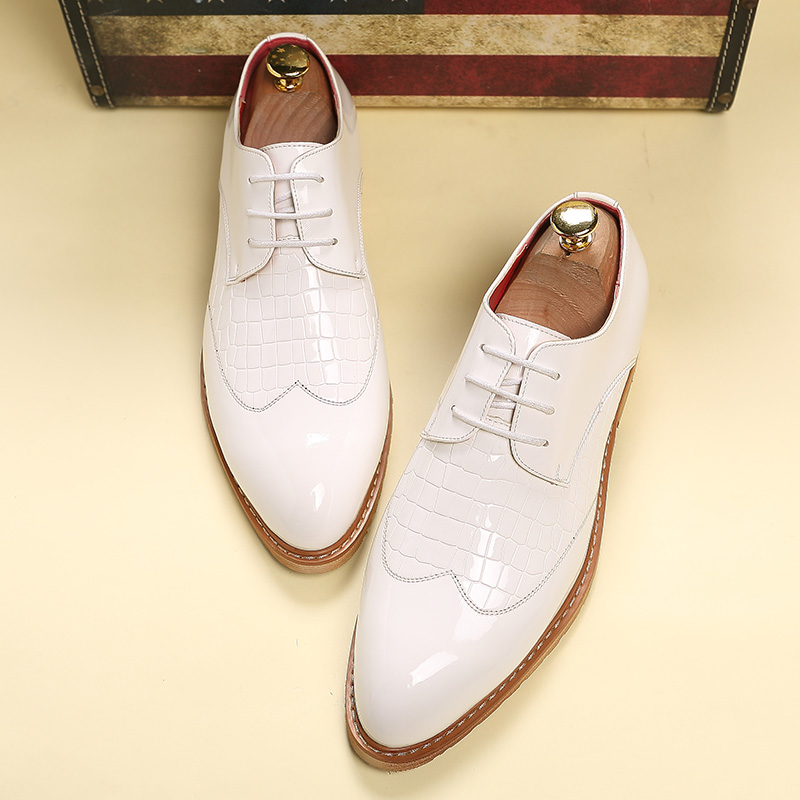 Derby de luxe chaussures habillées en cuir pour hommes bureau affaires mariage chaussures formelles à motifs Crocodile à lacets chaussures à bout pointu