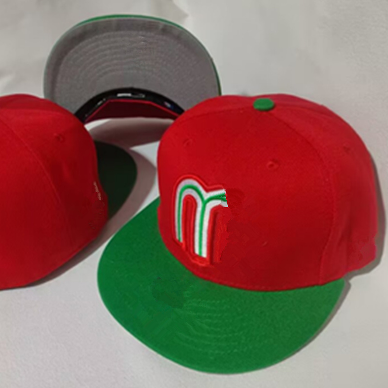 Ball Caps Ready Stock Mexico Fitted Letter M Hip Hop Size Hats Baseball Caps Adult Flat Peak For Men Embroidery street Outdoor sports Cap size 7-8