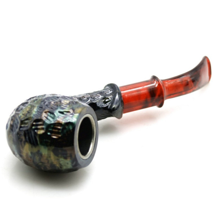 Smoking Pipes Fashion engraved red resin wood pipe with mixed color creative pipe