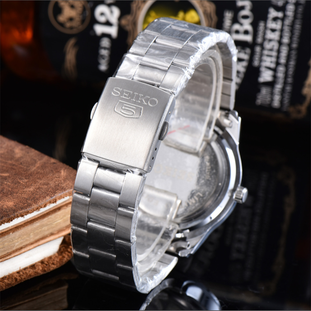 Seixx No. 5 Watch for Men Fashion Simple Blue Disk Small GS Stainless Steel Band Sports Luminous Waterproof Quartz Clock reloj