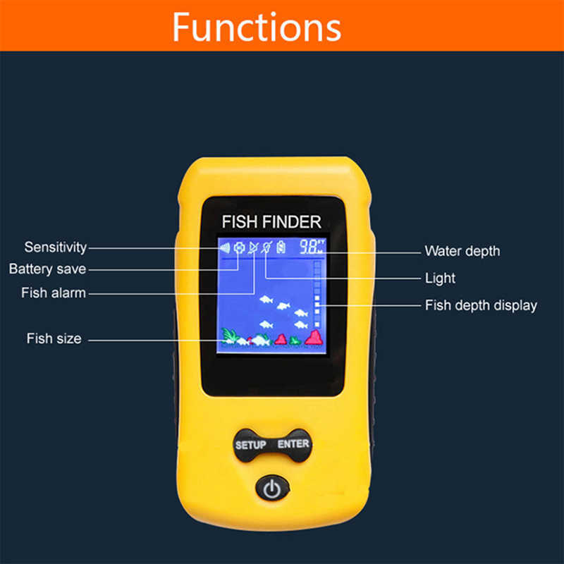 Fischfinder Kostenloser Versand! Brandneuer, farbenfroher, kabelloser Fischfinder von KDR, Sonarsensor, Wandler, Tiefenecholot, wiederaufgeladener Akku HKD230703