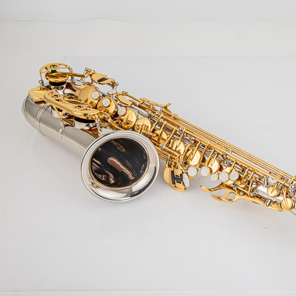 Haute qualité JAS-1100 alto Mib Tune saxophone nickelé argent corps or clé instrument avec étui embout