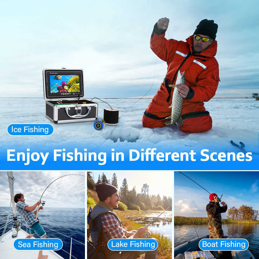 Fish Finder GAMWATER DVR Winter Fish Fidner Telecamera da pesca subacquea 7 pollici 1000TVL IP68 Impermeabile 15M 30M 50M pesca su ghiaccio/mare/fiume HKD230703