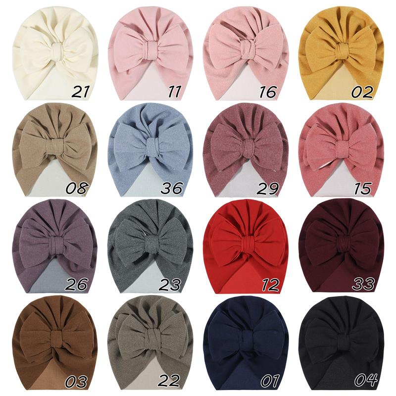 Baby Cotton Beanies Cute Bowknot Turban Hats Soft Elastic Caps Newborn Boy Girls Headwraps Photography Props