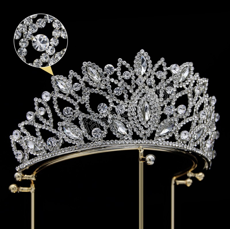 Europe Baroque reine princesse cristal diadème couronne pour femmes mariage Vintage mariée couronne cheveux robe accessoires