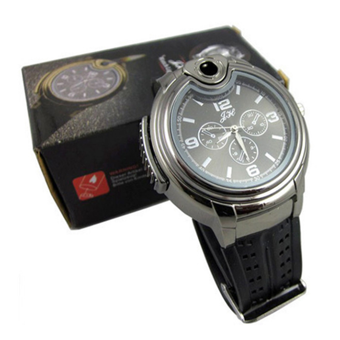 Montre de collection Allume-cigare au butane Flamme sans gaz Briquets à cigares rechargeables Montres avec boîte-cadeau 2 couleurs en gros