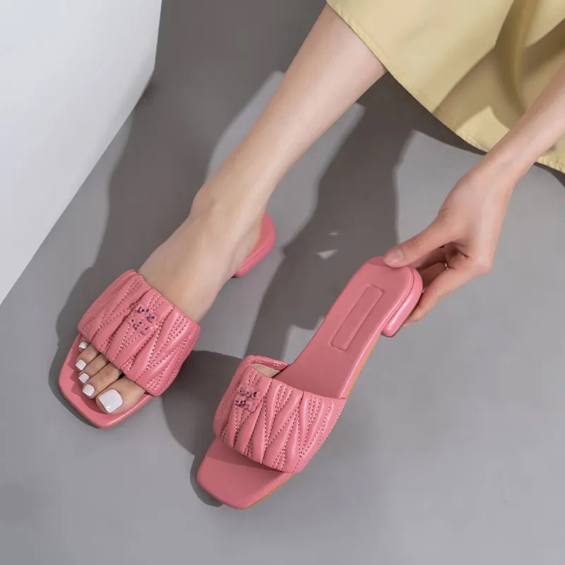 Sandalo di design Donna Uomo Sandalo con scivolo in pelle di gomma Sandali con zeppa Sandalo Pantofole da spiaggia Piattaforma estiva di lusso Taglia 35-44