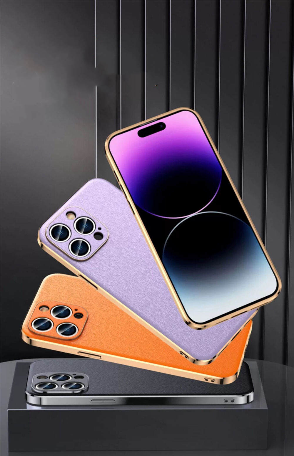Genuine Leather Case for iPhone 11 12 13 Pro Max 14 Camera Lens Retro Business Back Cover