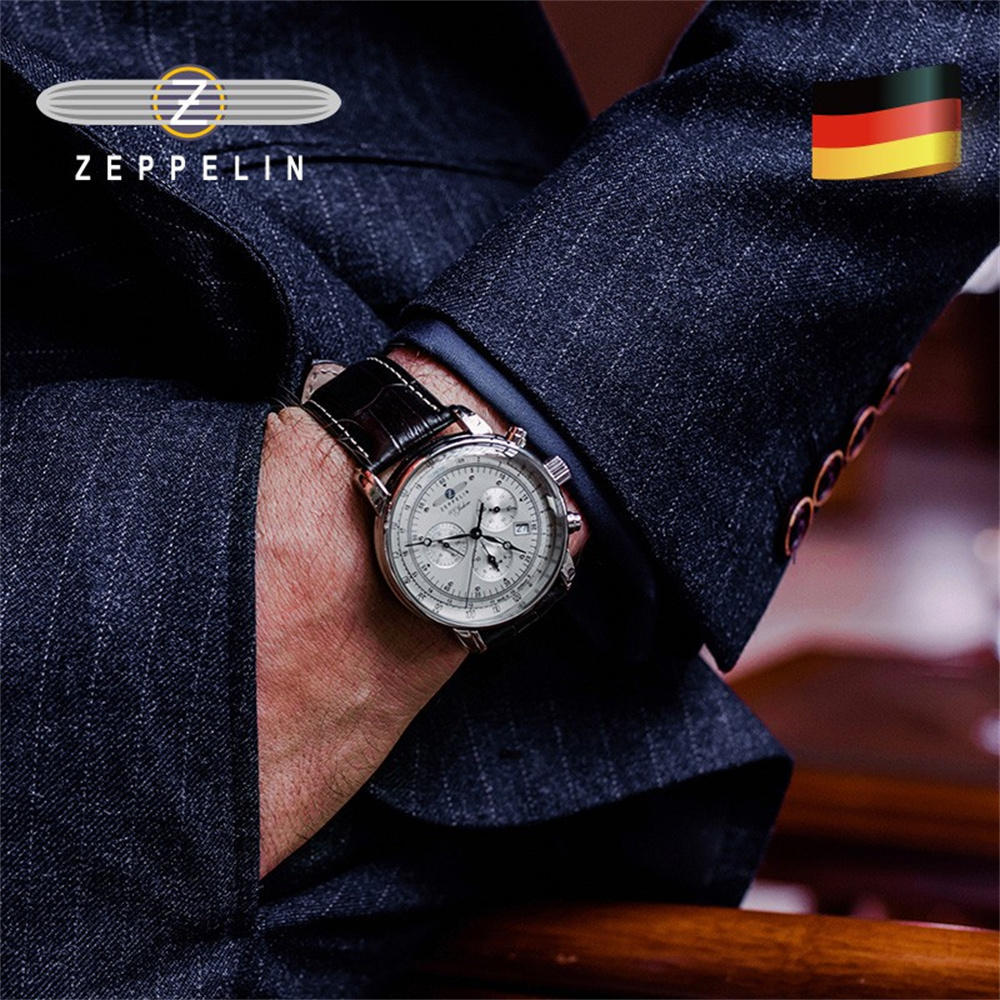 Nya Zeppelin Mens Watch Top Band Business Casual Waterproof Business Waterproof Chronograph Datum Automatisk Designer Movement Quartz Watches High Quality Montre