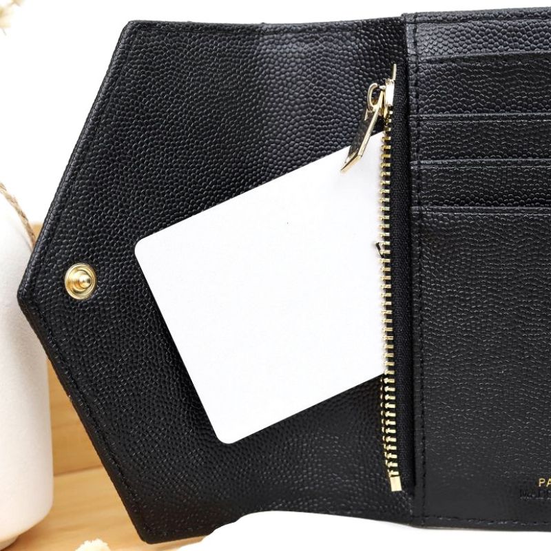 Kvinnakvalitet Women Wallet Designer Passport Korthållare Läder Caviar Trifold Wallet Fashion Women Purse Designer Wallets Driver License Clip med Box