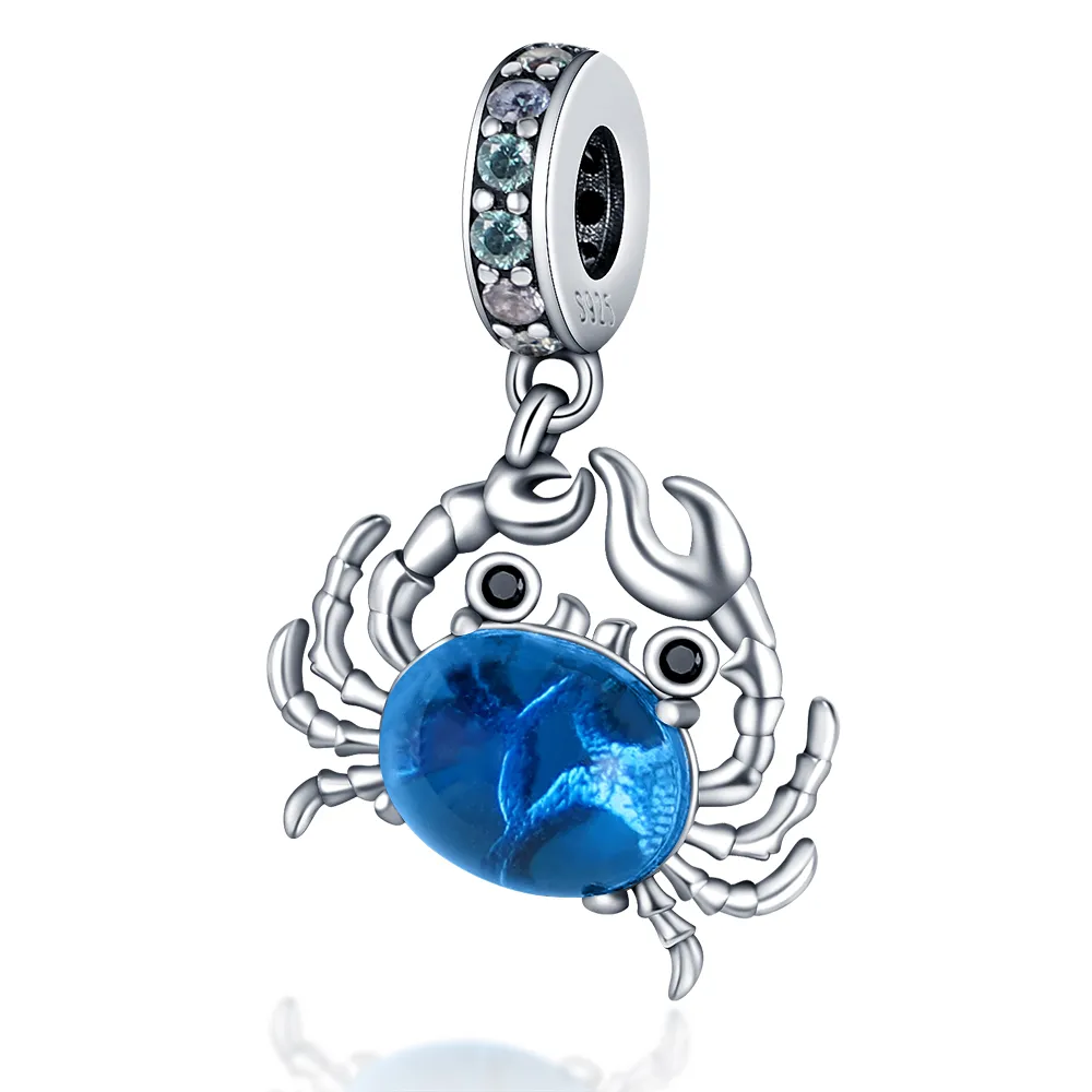 925 Silver bead fit Charms Pandora Charm Bracelet Blue Murano Glass Hourglass Crab  Guitar charmes ciondoli DIY Fine Beads Jewelry