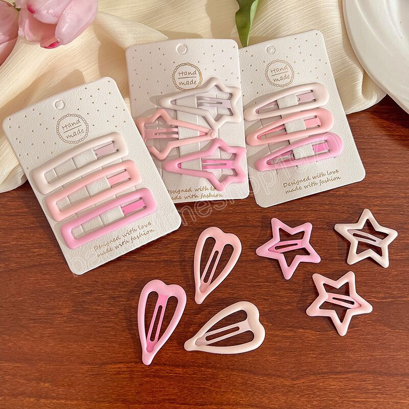 South Korea Pink Heart Star Shape Clips Lovely Small Hair Claw Clips Non-Slip Hairstyle Bangs Barrettes Lovely Mini Hair Clips