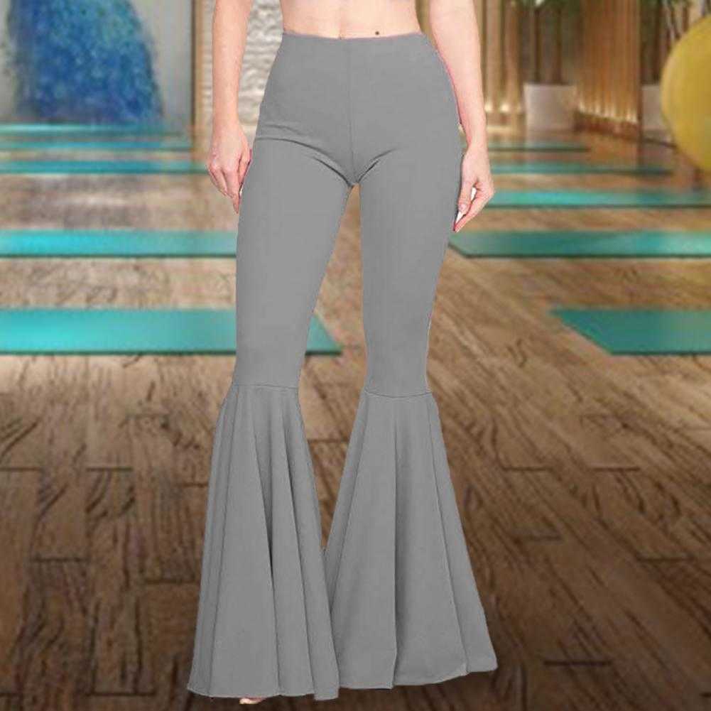 Pants Capris Women's wide leg waist high elastic sports tight solid color flash mermaid pants yoga fitness legs HDK230703