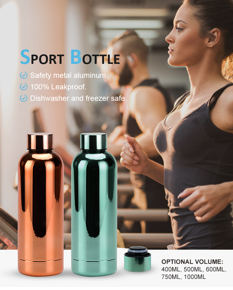 350 ml 500 ml 750 ml 1000 ml bouteille d'eau thermos isolée grande capacité en plein air Caoming tasses gobelets métal aluminium bouteille d'eau de sport avec couvercle de mousqueton JY03