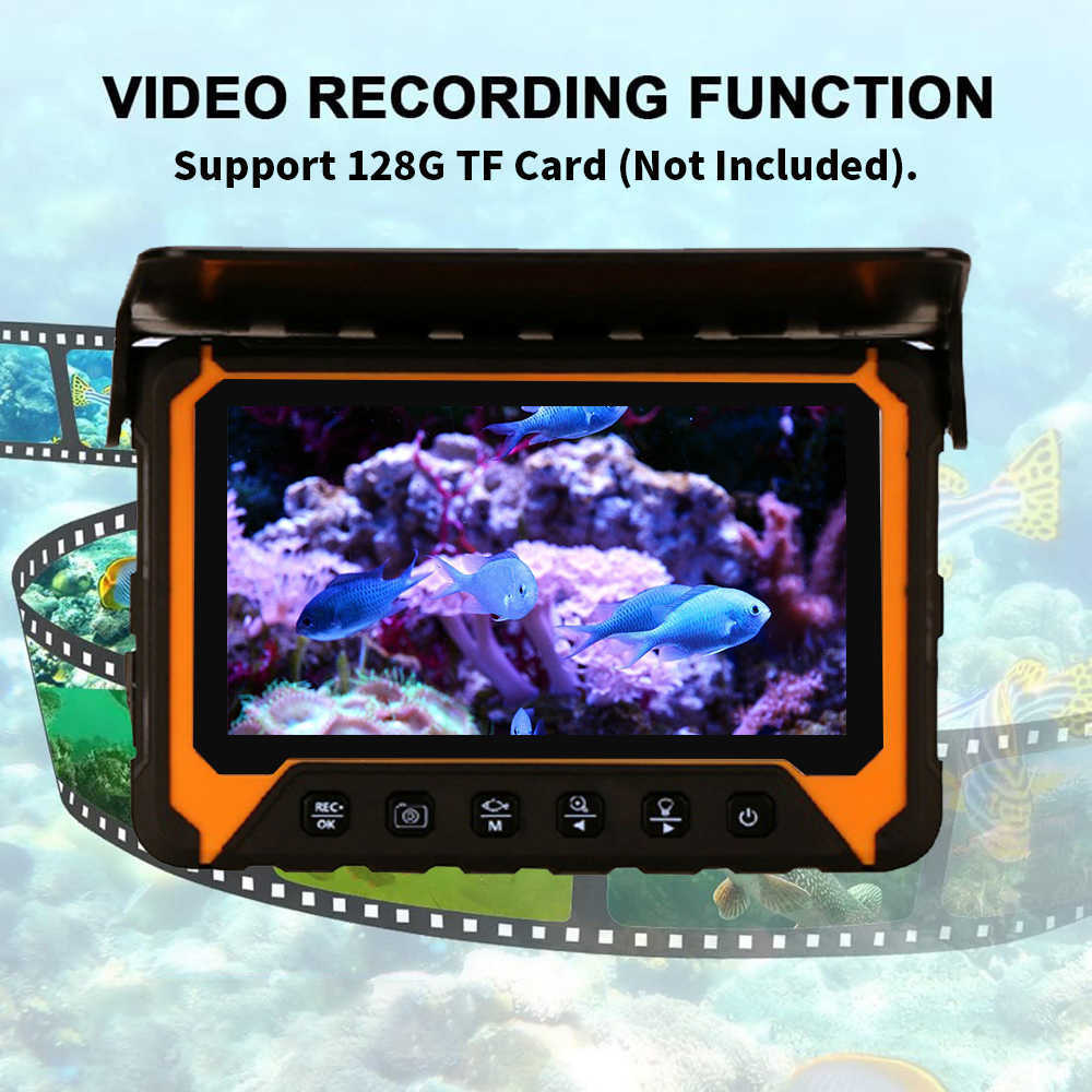 Fishfinder-larm Fishfinder-video 5 tum med 8 st infraröda lampor HD-lins Videoinspelning 110 IPS visningsvinkel Undervattensfiskekamera Verktyg HKD230703