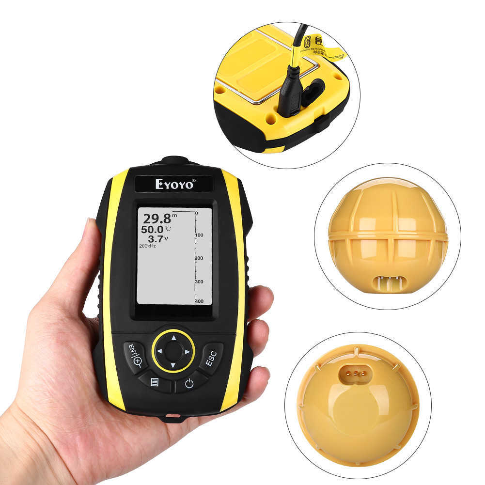 Fish Finder Eyoyo Portable 2.4" Wireless Fish Finder Sunlight Readable Fishfinder Color TFT 147ft/45m Depth Sonar Detector for Fishing HKD230703