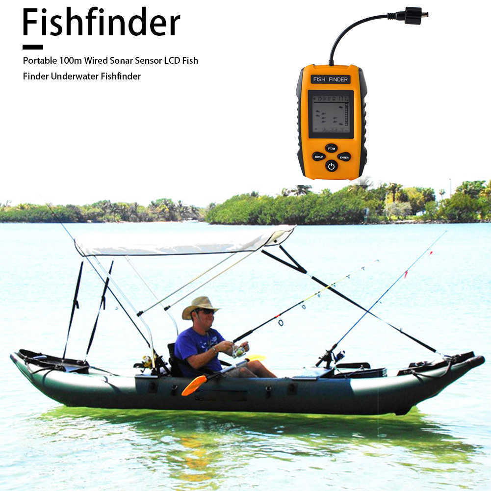 Fish Finder Bärbar 100 m trådbunden ekolodssensor Transducer LCD Fishfinder Djupsökare Ekolod Fishfinder Isfiskeredskap pesca HKD230703