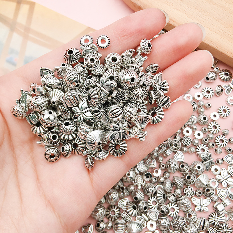 Spacer Bead for Diy Jewelry Making Bracelet Vintage Metal Love Heart Round Ball Supplies Kit Adults Materials Accessories Findings & Components Wholesale