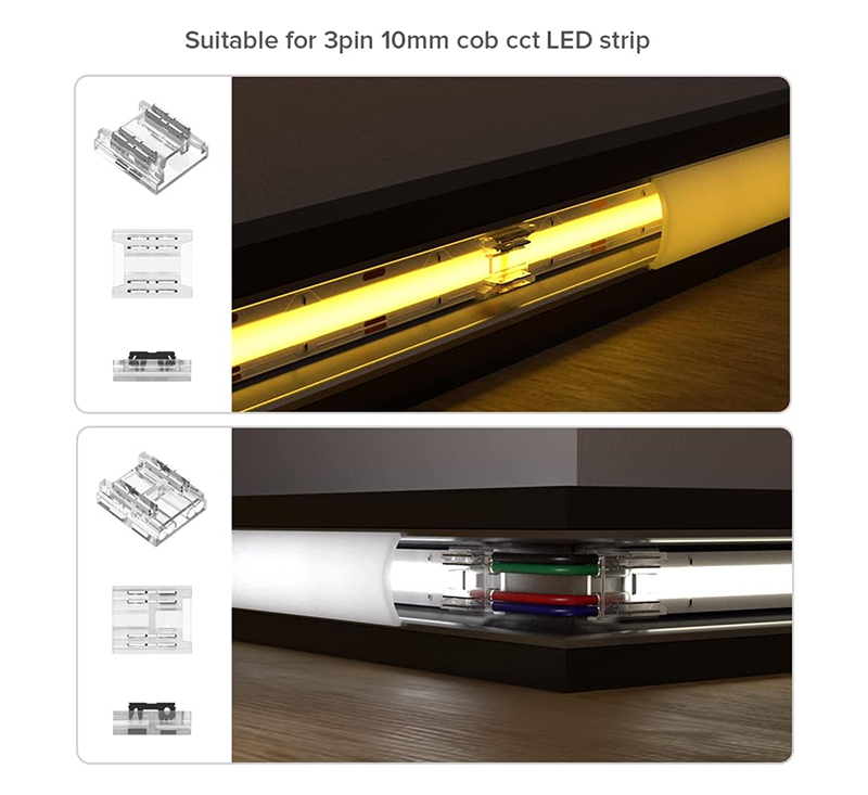 5V 12V 24V LED 스트립 커넥터 4PIN 10mm 투명하지 않은 스트립 와이어 커넥터 Long 22AWG Extension Wire