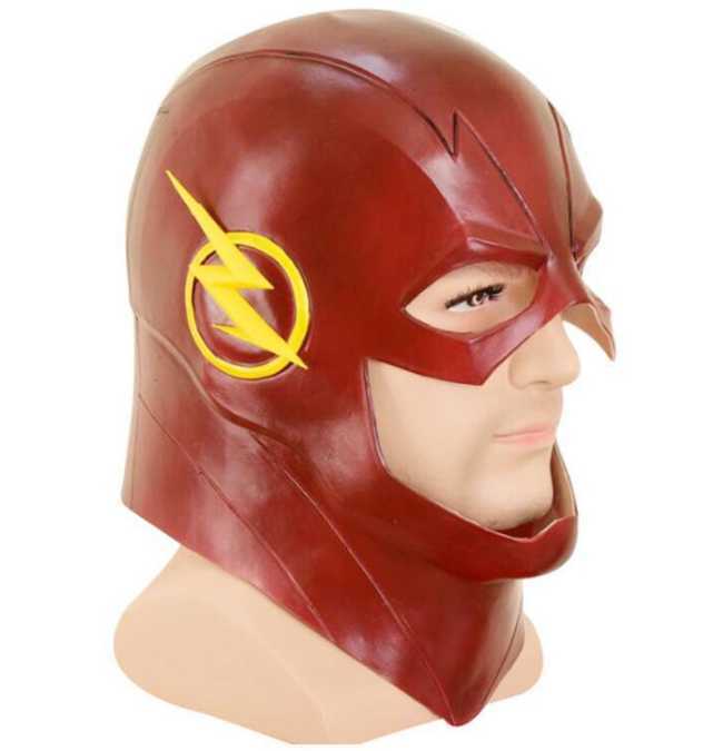 The Flash Mask DC Barry Allen Mask Cosplay Kostym Rekvisita Halloween Röd Full Head Latex Festmasker Vuxen L230704