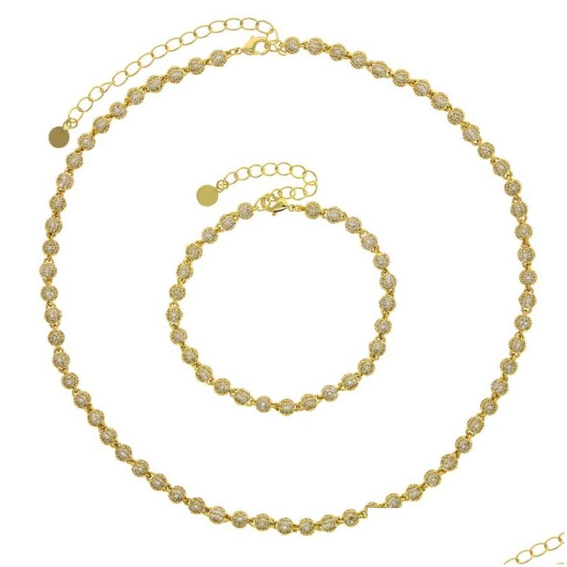 Chaînes Gold Sier 4 mm Ball Link Chain Colliers de cou avec 5A Bracelet de mode pavé 5A Zirconi